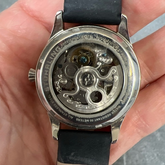 Stuhrling SkeletonWatch With Black Leather Band - Picture 6 of 10